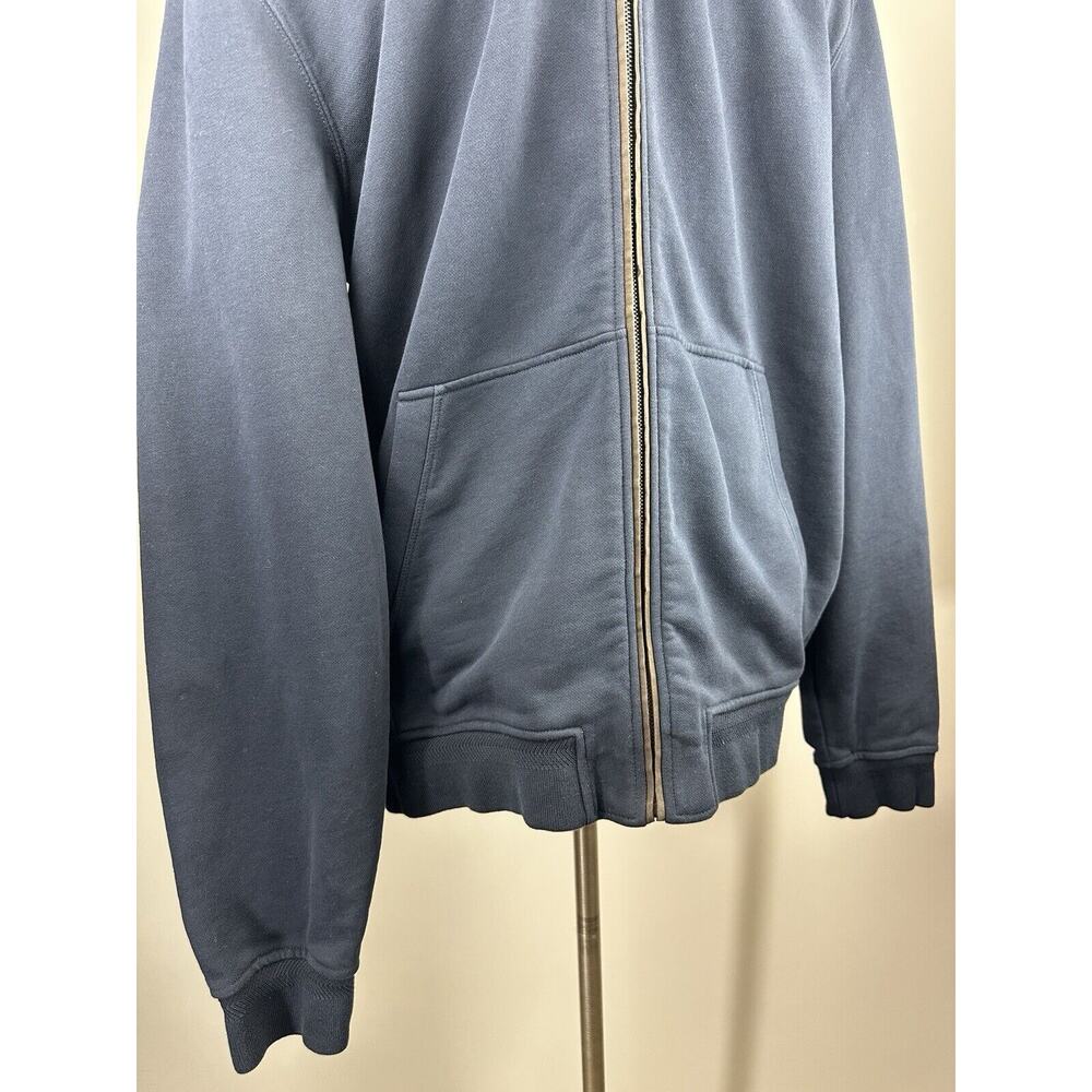 Ermenegildo Zegna Full Zip Up Suede Trim Sweatshirt Navy Sweater Jacket Men's XL - Picture 13 of 16